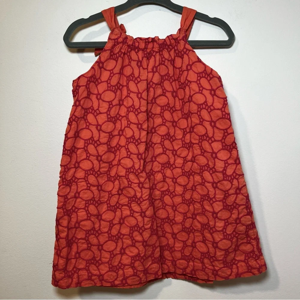 Gymboree Orange Red Floral Embroidered Dress 18-24M
